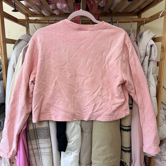 Nike Women's Cropped Washed Sweatshirt Size Medium BQ8031-697 Baby Pink - Picture 2 of 8